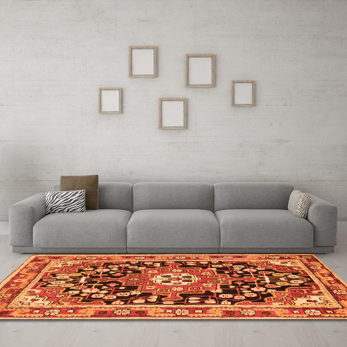 Machine Washable Persian Orange Traditional Area Rugs in a Living Room, wshtr2637org