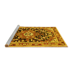 Sideview of Machine Washable Persian Yellow Traditional Rug, wshtr2637yw