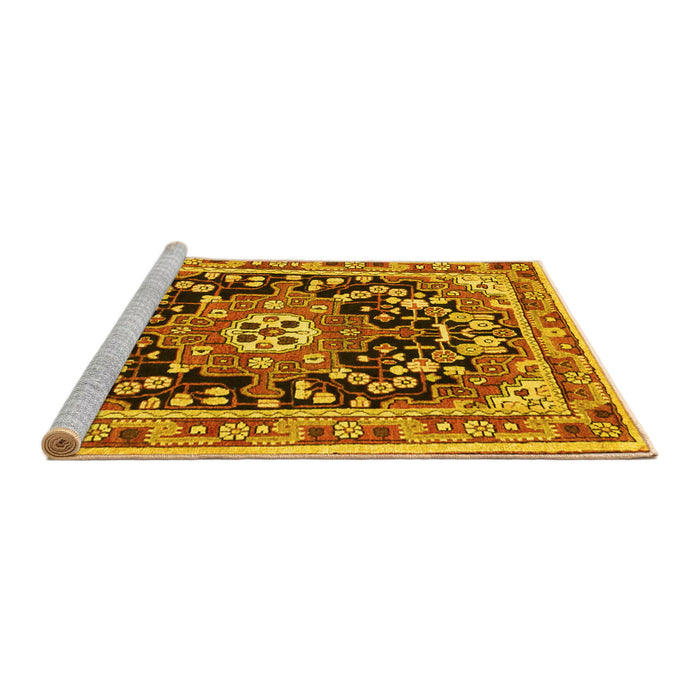 Sideview of Machine Washable Persian Yellow Traditional Rug, wshtr2637yw