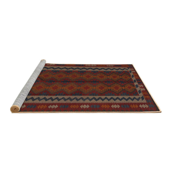 Sideview of Machine Washable Traditional Saffron Red Rug, wshtr2638