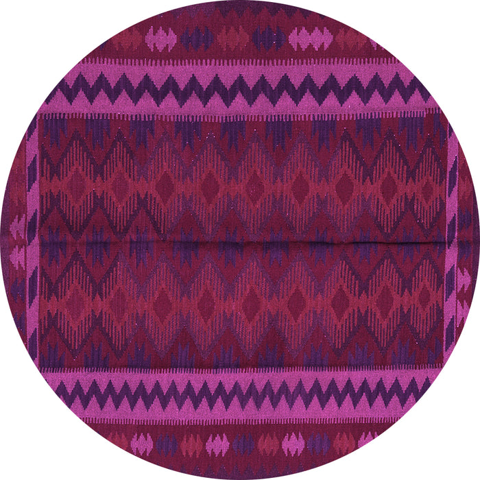 Round Machine Washable Southwestern Pink Country Rug, wshtr2638pnk