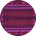 Round Machine Washable Southwestern Pink Country Rug, wshtr2638pnk