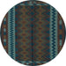 Round Southwestern Light Blue Country Rug, tr2638lblu