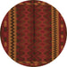 Machine Washable Southwestern Orange Country Area Rugs, wshtr2638org