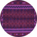 Round Southwestern Purple Country Rug, tr2638pur