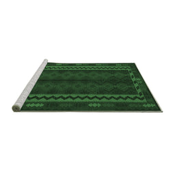 Sideview of Machine Washable Southwestern Emerald Green Country Area Rugs, wshtr2638emgrn