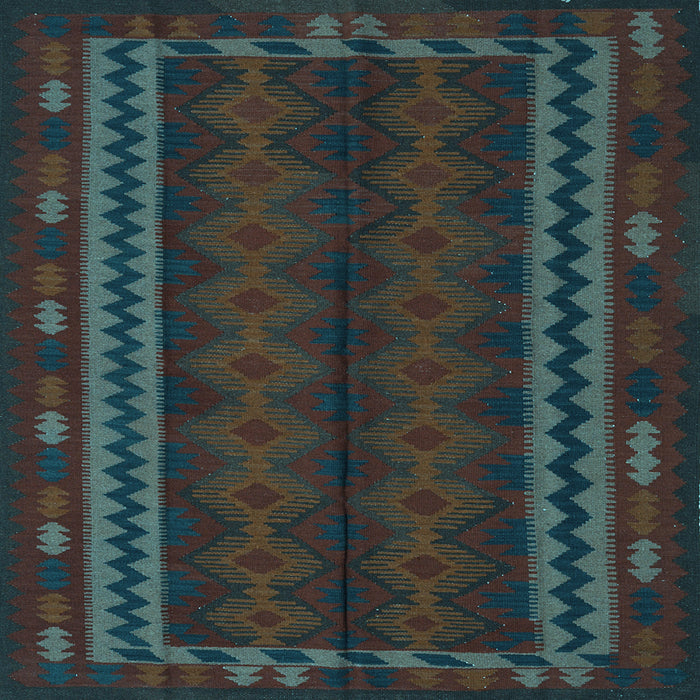 Square Machine Washable Southwestern Light Blue Country Rug, wshtr2638lblu