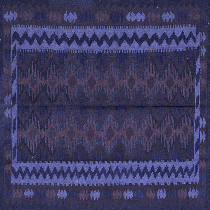 Square Machine Washable Southwestern Blue Country Rug, wshtr2638blu