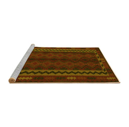Sideview of Machine Washable Southwestern Yellow Country Rug, wshtr2638yw