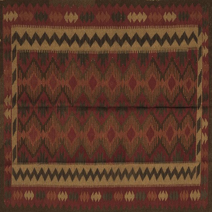 Square Machine Washable Southwestern Brown Country Rug, wshtr2638brn