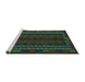 Sideview of Machine Washable Southwestern Turquoise Country Area Rugs, wshtr2638turq