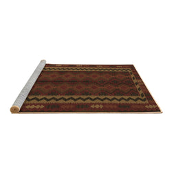 Sideview of Machine Washable Southwestern Brown Country Rug, wshtr2638brn
