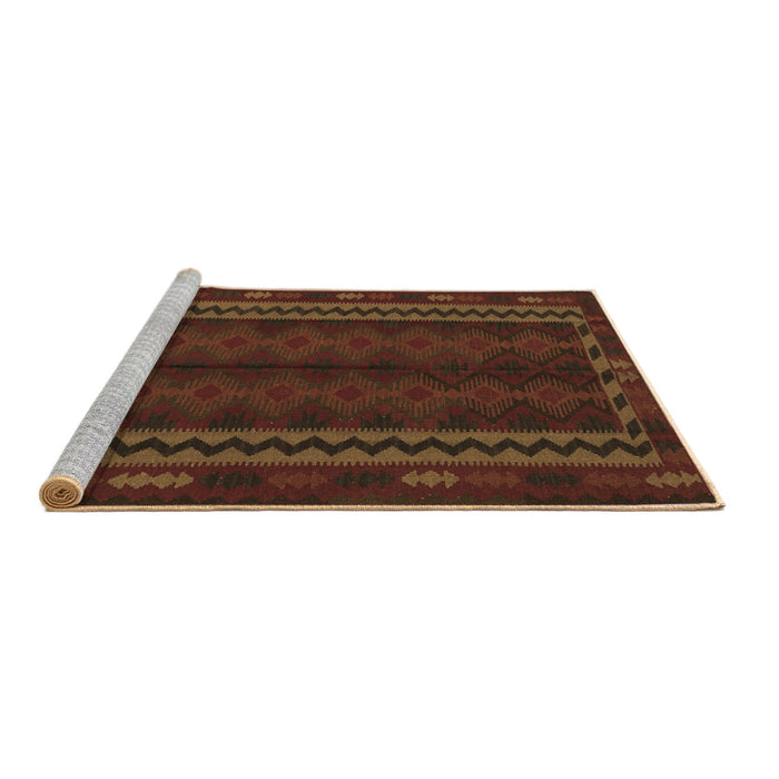 Sideview of Machine Washable Southwestern Brown Country Rug, wshtr2638brn