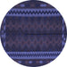 Round Southwestern Blue Country Rug, tr2638blu