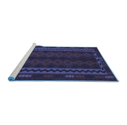 Sideview of Machine Washable Southwestern Blue Country Rug, wshtr2638blu