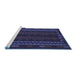 Sideview of Machine Washable Southwestern Blue Country Rug, wshtr2638blu