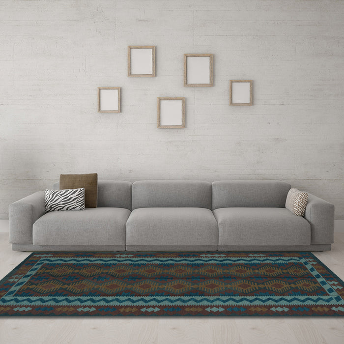 Machine Washable Southwestern Light Blue Country Rug in a Living Room, wshtr2638lblu