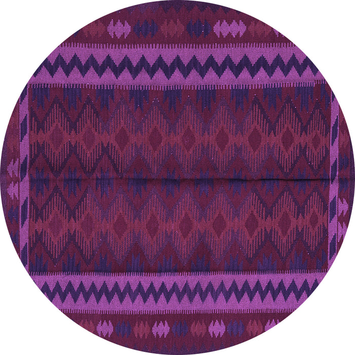 Round Machine Washable Southwestern Purple Country Area Rugs, wshtr2638pur