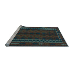 Sideview of Machine Washable Southwestern Light Blue Country Rug, wshtr2638lblu