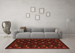Machine Washable Southwestern Orange Country Area Rugs in a Living Room, wshtr2639org