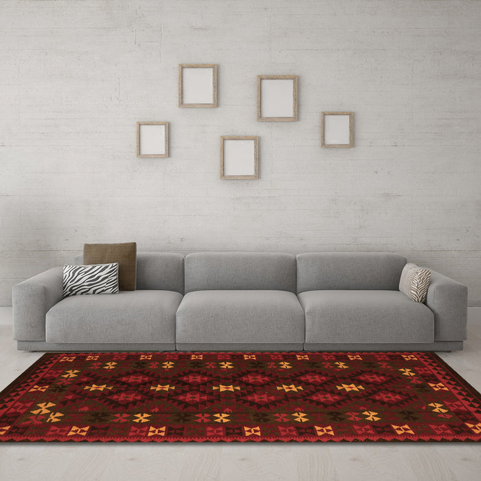 Machine Washable Southwestern Orange Country Area Rugs in a Living Room, wshtr2639org