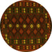 Round Southwestern Yellow Country Rug, tr2639yw