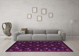 Machine Washable Southwestern Purple Country Area Rugs in a Living Room, wshtr2639pur