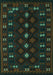 Machine Washable Southwestern Turquoise Country Area Rugs, wshtr2639turq