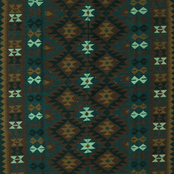 Machine Washable Southwestern Turquoise Country Area Rugs, wshtr2639turq