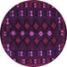 Round Southwestern Purple Country Rug, tr2639pur