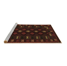 Sideview of Machine Washable Southwestern Brown Country Rug, wshtr2639brn