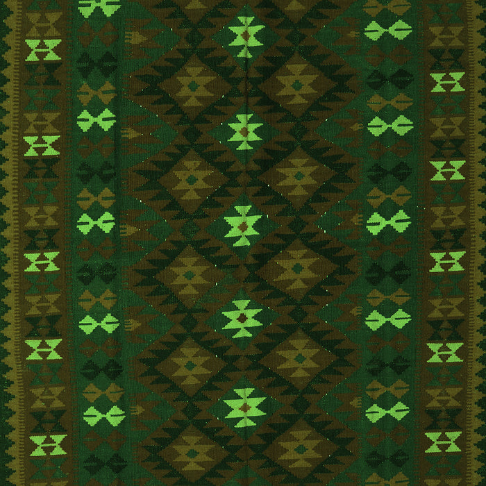 Serging Thickness of Machine Washable Southwestern Green Country Area Rugs, wshtr2639grn