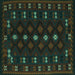 Square Southwestern Turquoise Country Rug, tr2639turq