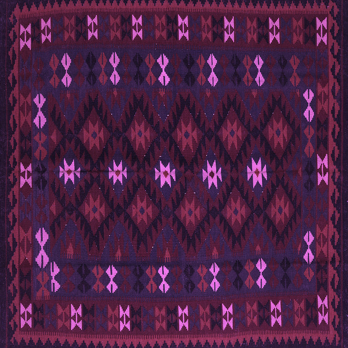 Square Machine Washable Southwestern Purple Country Area Rugs, wshtr2639pur