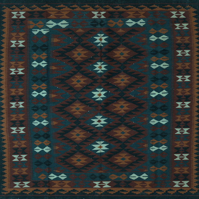 Square Southwestern Light Blue Country Rug, tr2639lblu