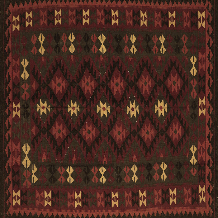 Square Southwestern Brown Country Rug, tr2639brn