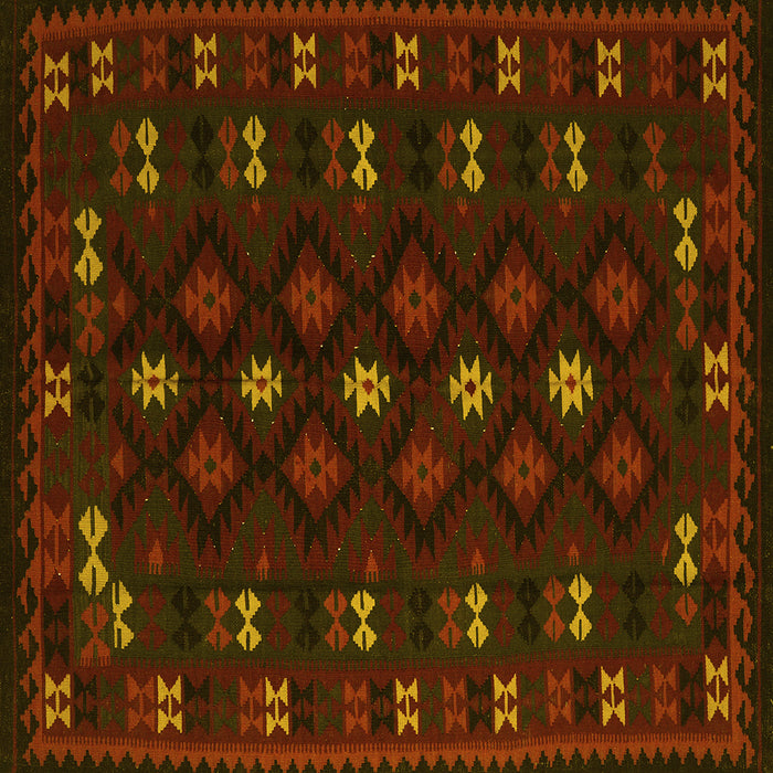 Square Southwestern Yellow Country Rug, tr2639yw