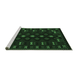 Sideview of Machine Washable Southwestern Emerald Green Country Area Rugs, wshtr2639emgrn