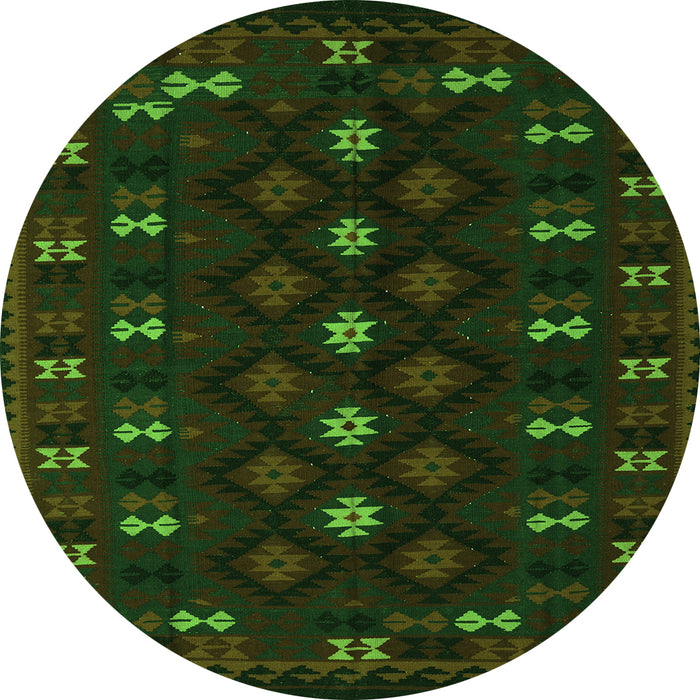 Machine Washable Southwestern Green Country Area Rugs, wshtr2639grn
