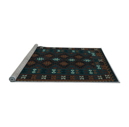 Sideview of Machine Washable Southwestern Light Blue Country Rug, wshtr2639lblu