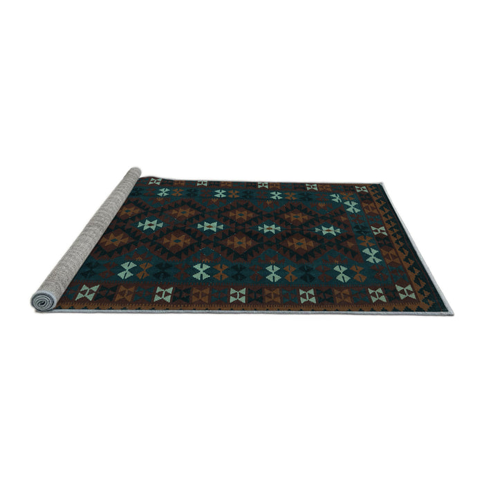 Sideview of Machine Washable Southwestern Light Blue Country Rug, wshtr2639lblu