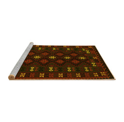 Sideview of Machine Washable Southwestern Yellow Country Rug, wshtr2639yw