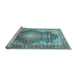 Sideview of Machine Washable Medallion Light Blue Traditional Rug, wshtr263lblu