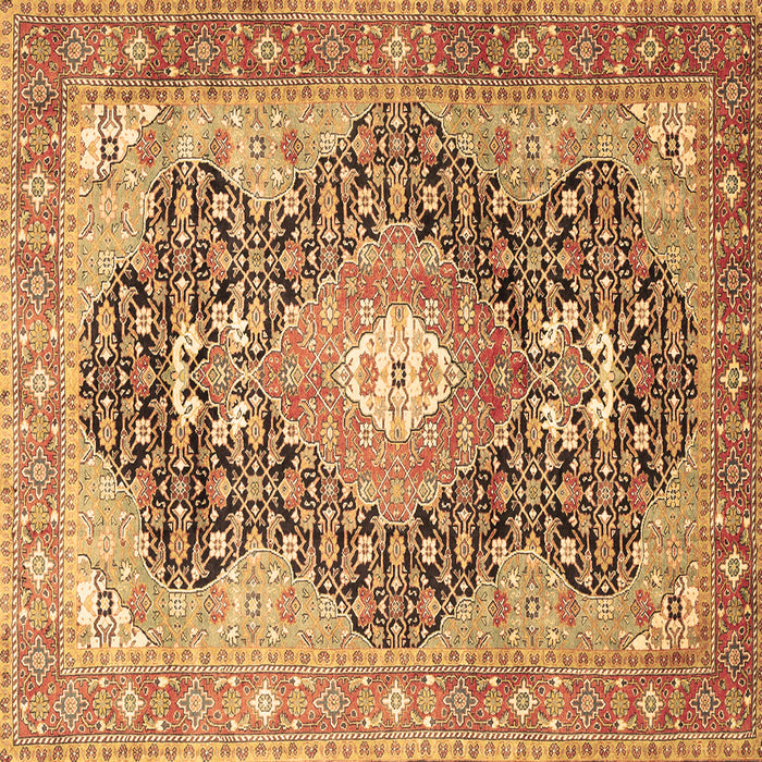 Square Machine Washable Medallion Brown Traditional Rug, wshtr263brn