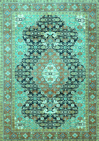 Medallion Turquoise Traditional Rug, tr263turq