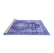 Sideview of Machine Washable Medallion Blue Traditional Rug, wshtr263blu