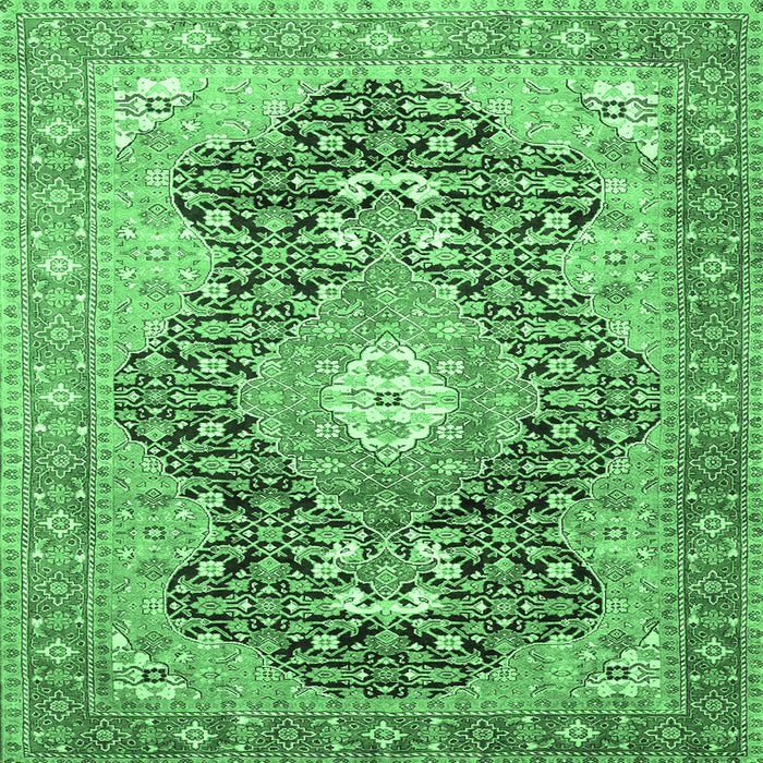 Square Medallion Emerald Green Traditional Rug, tr263emgrn