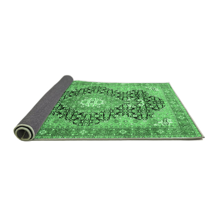 Sideview of Medallion Emerald Green Traditional Rug, tr263emgrn