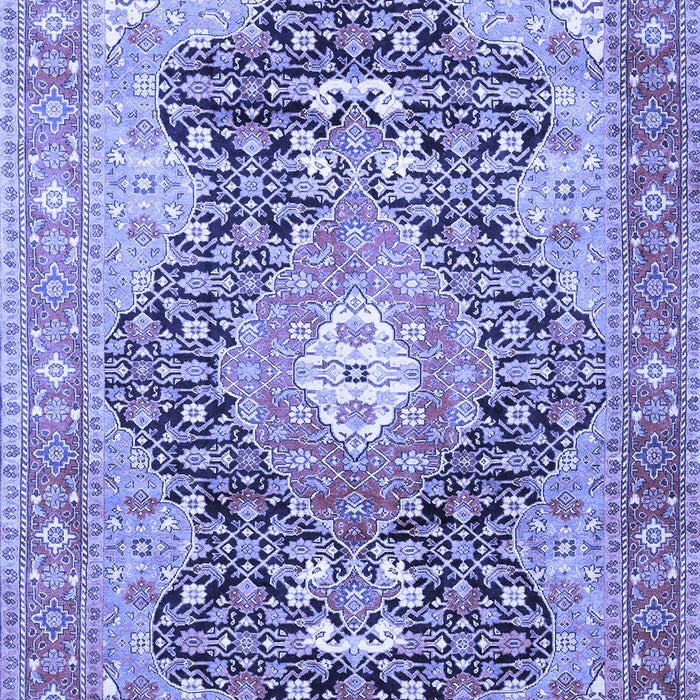 Machine Washable Medallion Blue Traditional Rug, wshtr263blu