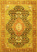 Machine Washable Medallion Yellow Traditional Rug, wshtr263yw